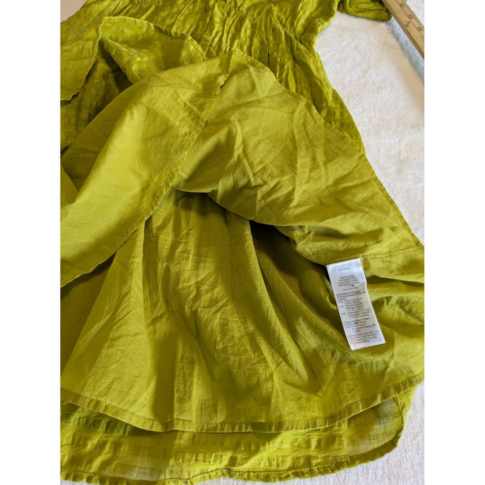 Madewell Annamarie Mini Babydoll Dress Size 0 Citrus Lime Green Puff Sleeve - Picture 10 of 13